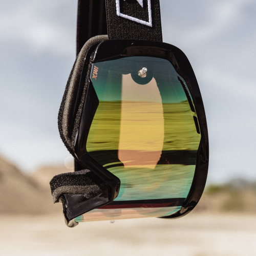 GOGLE cross quad IMX ENDURANCE RACE BLACK GLOSS/WHITE - Szyba IRIDIUM GOLD + Clear